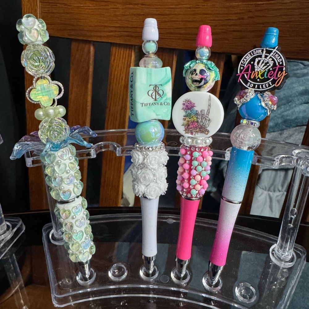 Beaded Decorative Pen - Pink, Blue, Mint